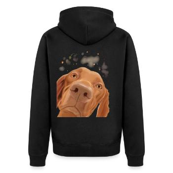 Curieux chien guide hongrois - Veste à capuche bio Premium Unisexe - noir - Dos - Nico (187cm)