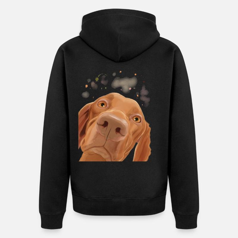 Curieux chien guide hongrois - Veste à capuche bio Premium Unisexe - noir