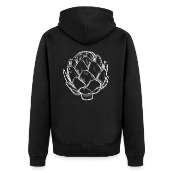 Artischocke - Unisex Premium Bio Zip Hoodie - Schwarz - Hinten - Nico (187cm)