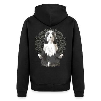 Bearded Collie chien méditation - Veste à capuche bio Premium Unisexe - noir - Dos - Nico (187cm)