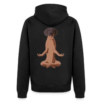 Bavarian Mountain Hound Dog meditate - Unisex Premium Organic Zip Hoodie - black - Back - Nico (187cm)