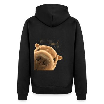 Chien Shar Pei curieux - Veste à capuche bio Premium Unisexe - noir - Dos - Nico (187cm)