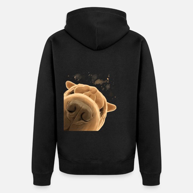Chien Shar Pei curieux - Veste à capuche bio Premium Unisexe - noir