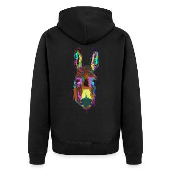 Esel Splash - Unisex Premium Bio Zip Hoodie - Schwarz - Hinten - Nico (187cm)