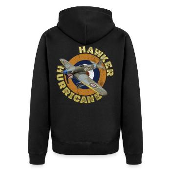 Hawker Hurricane Berühmtes Kriegsflugzeug aus dem 2. Weltkrieg - Unisex Premium Bio Zip Hoodie - Schwarz - Hinten - Nico (187cm)