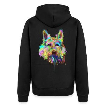 Berger de Picardie Spalsh - Unisex Premium Bio Zip Hoodie - Schwarz - Hinten - Nico (187cm)