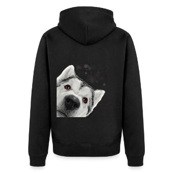 Curieux Alaskan Malamute chien - Veste à capuche bio Premium Unisexe - noir - Dos - Nico (187cm)