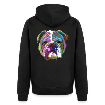 English Bulldog Splash - Unisex Premium Organic Zip Hoodie - black - Back - Nico (187cm)