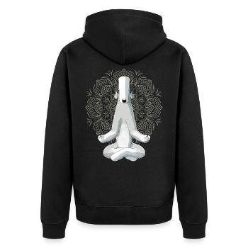 Bedlington Terrier Dog meditate - Unisex Premium Organic Zip Hoodie - black - Back - Nico (187cm)