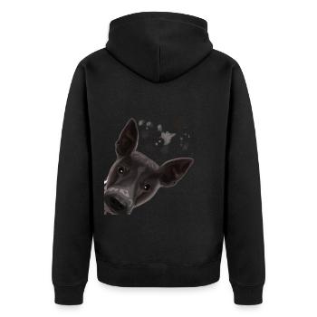 Curious American Hairless Terrier Dog - Unisex Premium Organic Zip Hoodie - black - Back - Nico (187cm)