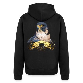 Sokol stěhovavý eurosibiřský - Unisex Premium Organic Zip Hoodie - black - Back - Nico (187cm)