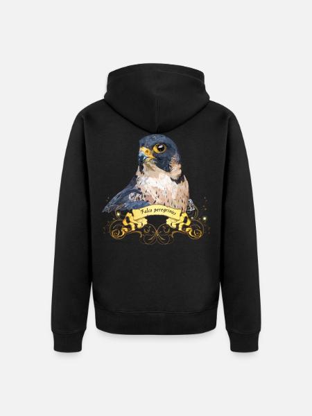 Sokol stěhovavý eurosibiřský - Premium økologisk unisex-hættejakke - sort