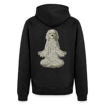 Bergamasker Hirtenhund Meditation - Unisex Premium Bio Zip Hoodie - Schwarz - Hinten - Nico (187cm)