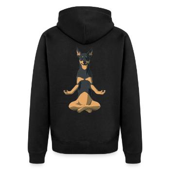Australian Kelpie Dog meditate - Unisex Premium Organic Zip Hoodie - black - Back - Nico (187cm)