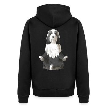 Bearded Collie chien méditation - Veste à capuche bio Premium Unisexe - noir - Dos - Nico (187cm)