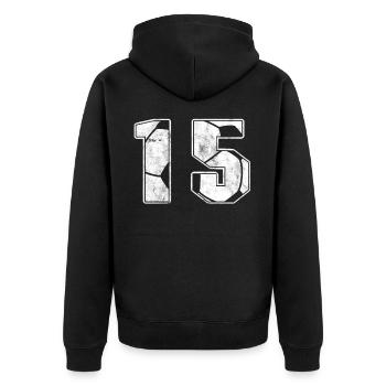 Soccer 15 th Birthday Celebration Sports Gift - Unisex Premium Organic Zip Hoodie - black - Back - Nico (187cm)