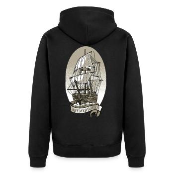 Bremerhaven sailing ship - Unisex Premium Organic Zip Hoodie - black - Back - Nico (187cm)