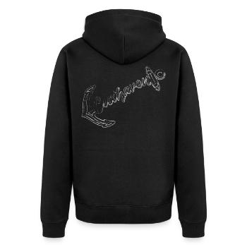 Cuxhaven Anker - Unisex Premium Bio Zip Hoodie - Schwarz - Hinten - Nico (187cm)