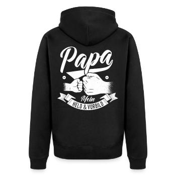 Papa Mein Held Vater Geschenk Vatertag Geburtstag - Unisex Premium Bio Zip Hoodie - Schwarz - Hinten - Nico (187cm)