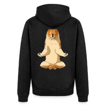 Meditierender Chow Chow Hund - Unisex Premium Bio Zip Hoodie - Schwarz - Hinten - Nico (187cm)