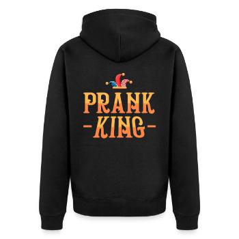 Streich König Clown Witze Humor Geschenk - Unisex Premium Bio Zip Hoodie - Schwarz - Hinten - Nico (187cm)