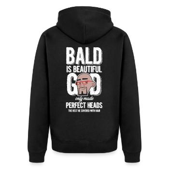 Glatze ist schön - Unisex Premium Bio Zip Hoodie - Schwarz - Hinten - Nico (187cm)