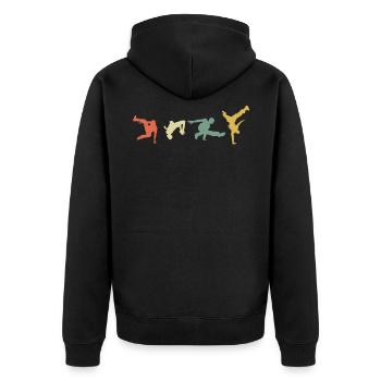 Retro Parkour gift for extreme sports lovers - Unisex Premium Organic Zip Hoodie - black - Back - Nico (187cm)