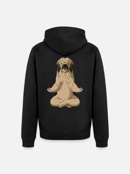 Meditate Briard Dog - Unisex Premium Organic Zip Hoodie - black