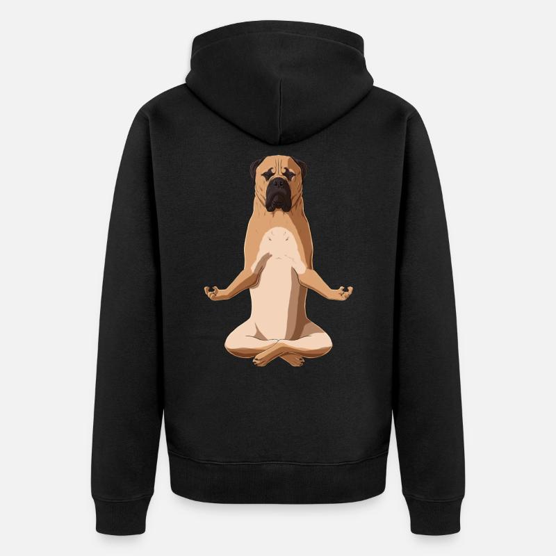 Chien de bullmaste méditant - Veste à capuche bio Premium Unisexe - noir