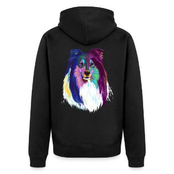 Collier de cheveux longs colorés chien - Veste à capuche bio Premium Unisexe - noir - Dos - Nico (187cm)