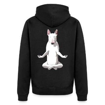 Meditierender Bullterrier Hund - Unisex Premium Bio Zip Hoodie - Schwarz - Hinten - Nico (187cm)