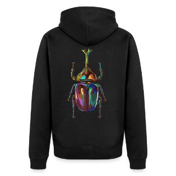 Farbiger Nashornkäfer - Unisex Premium Bio Zip Hoodie - Schwarz - Hinten - Nico (187cm)