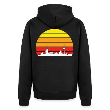Bremerhaven Skyline Sunset Vintage - Veste à capuche bio Premium Unisexe - noir - Dos - Nico (187cm)