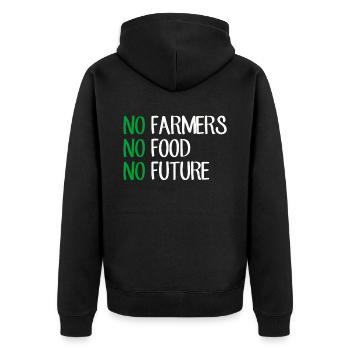 No Farmers No Food No Future Bauer Landwirt - Unisex Premium Bio Zip Hoodie - Schwarz - Hinten - Nico (187cm)