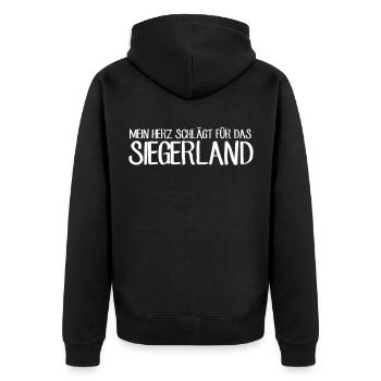 Mein Herz schlägt für das Siegerland Siegen NRW - Unisex Premium Bio Zip Hoodie - Schwarz - Hinten - Nico (187cm)