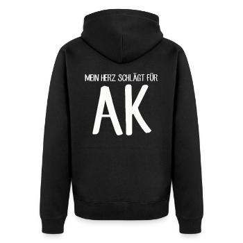 Mein Herz schlägt für AK Altenkirchen Heimat Liebe - Unisex Premium Bio Zip Hoodie - Schwarz - Hinten - Nico (187cm)