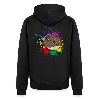 Colored Puffer fish - Unisex Premium Organic Zip Hoodie - black - Back - Nico (187cm)