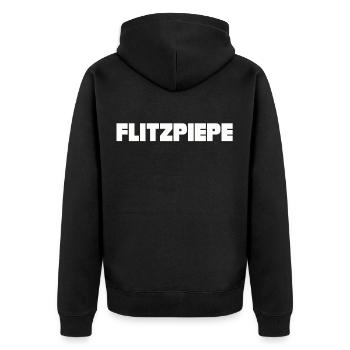 Flitzpiepe Azubi Berlin Berliner Schnauze Geschenk - Unisex Premium Bio Zip Hoodie - Schwarz - Hinten - Nico (187cm)