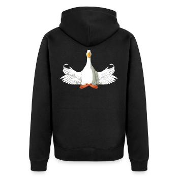 Meditierende Ente - Unisex Premium Bio Zip Hoodie - Schwarz - Hinten - Nico (187cm)