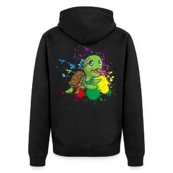Colored Turtle - Unisex Premium Organic Zip Hoodie - black - Back - Nico (187cm)