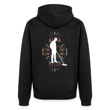 Metallsensor Detektoren Suchgerät Geschenk - Unisex Premium Bio Zip Hoodie - Schwarz - Hinten - Nico (187cm)