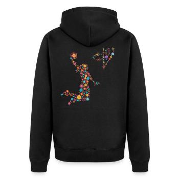 Flower Basketball Player Women - Unisex Premium Organic Zip Hoodie - black - Back - Nico (187cm)