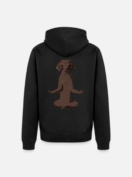 Meditating German Spaniel Dog - Unisex Premium Organic Zip Hoodie - black