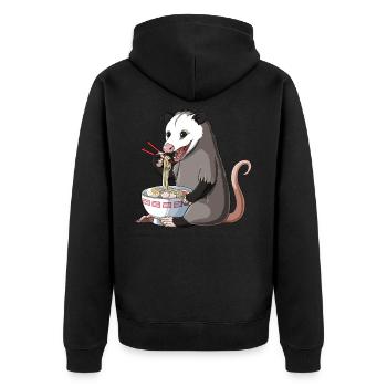 Opossum Eats Ramen Noodles - Unisex Premium Organic Zip Hoodie - black - Back - Nico (187cm)