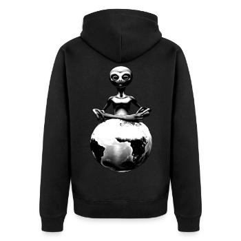 alien on the earth - Unisex Premium Organic Zip Hoodie - black - Back - Nico (187cm)