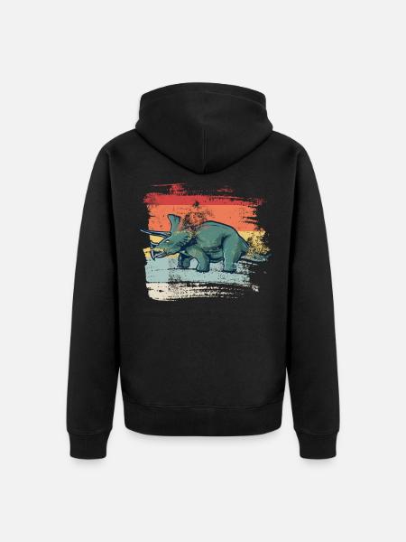 Retro Triceratops - Unisex Premium Organic Zip Hoodie - black