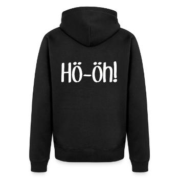 HÖ ÖH - Siegerländer Wittgensteiner Platt Siegen - Unisex Premium Bio Zip Hoodie - Schwarz - Hinten - Nico (187cm)
