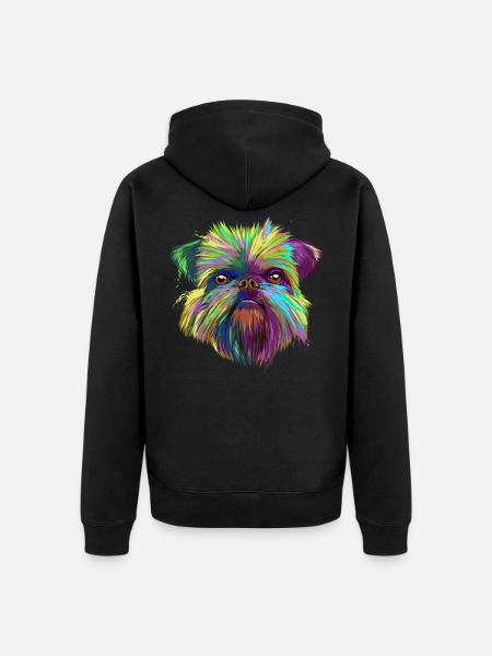 Splash Brussels Griffon Dog - Unisex Premium Organic Zip Hoodie - black