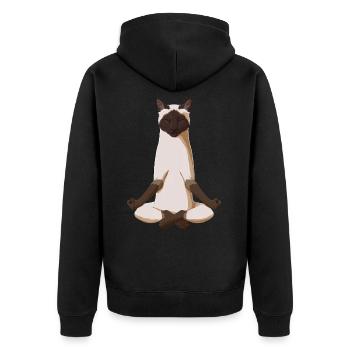 Meditating Siamese Cat - Unisex Premium Organic Zip Hoodie - black - Back - Nico (187cm)
