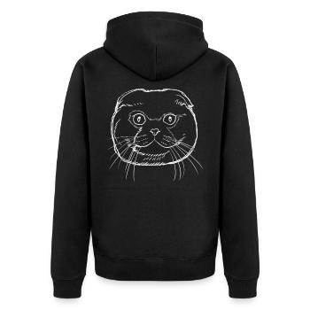 Scottish Fold Katze - Unisex Premium Bio Zip Hoodie - Schwarz - Hinten - Nico (187cm)